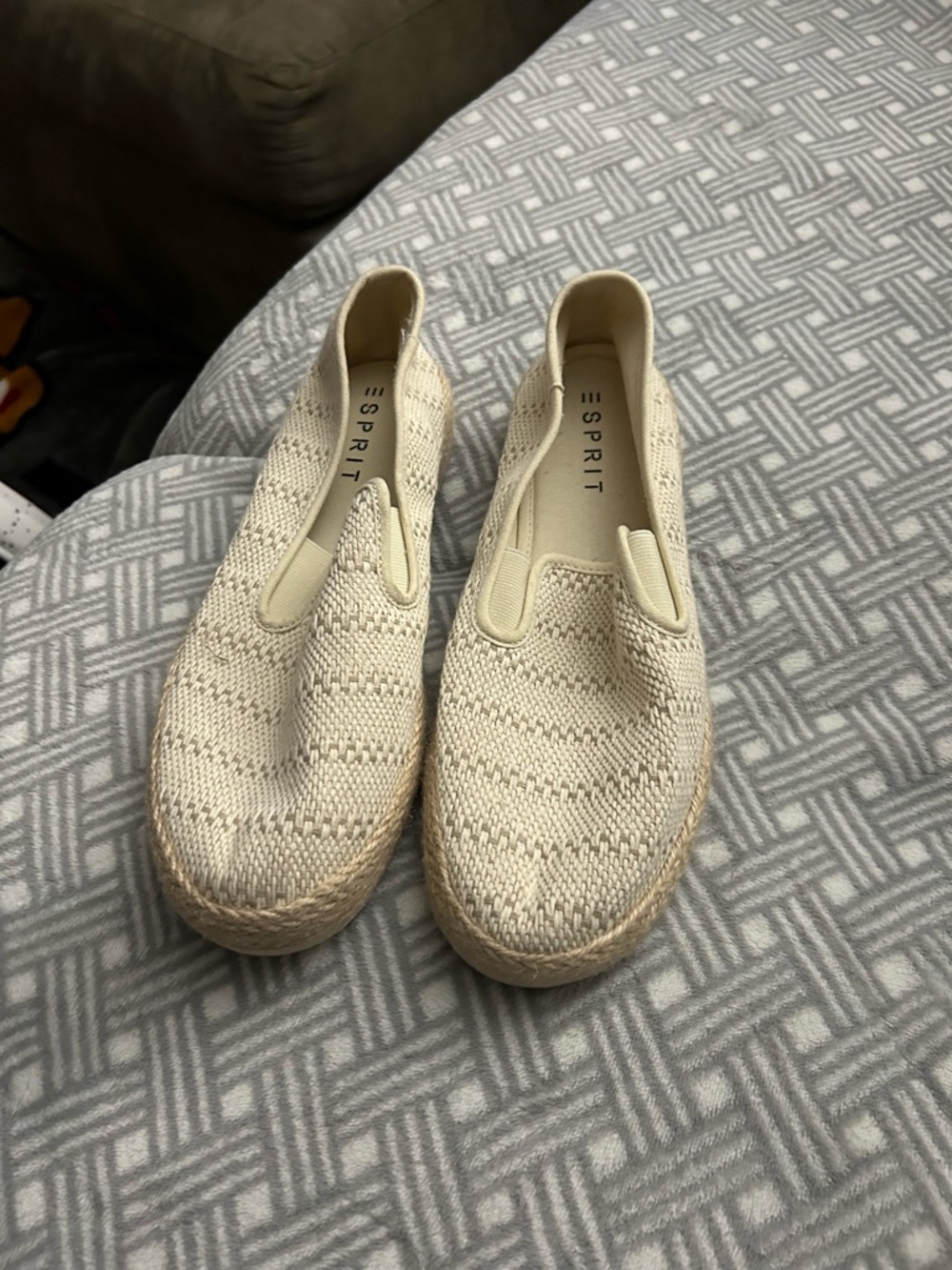 Esprit Cream Woven Slip-On Espadrille Flats